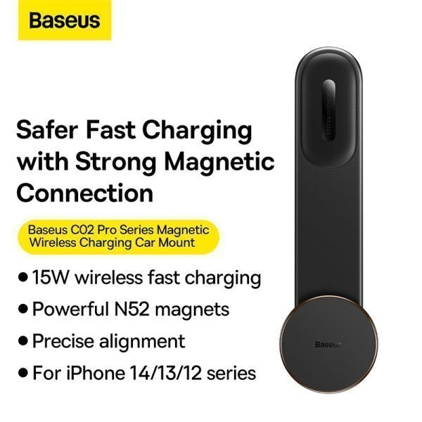 Baseus Car Charger Wireless Dash/Wind  Magnetic C02 Pro Black