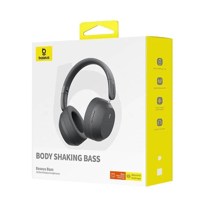 Baseus Headphones Over Ear Bass 35 Max Black