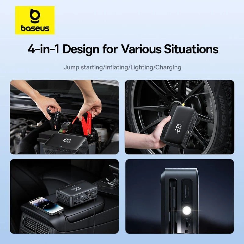 Baseus Car Jump Start Booster & Powerbank + Inflator 6000mAh 600A SUPER ENERGY