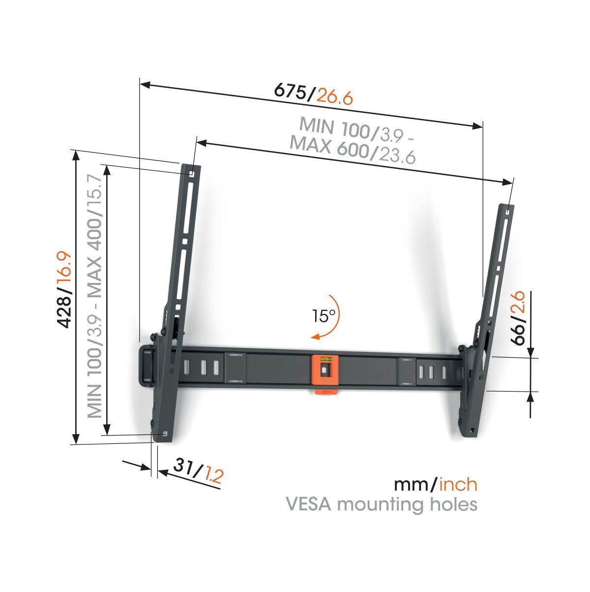 Vogels TVM1613 Tilt TV Wall Mount 40-77” Black