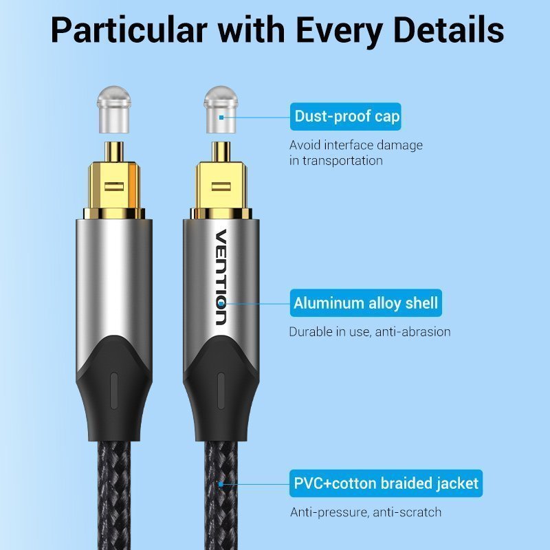 Vention AUDIO Optical Cable Aluminum 2.0m Grey BAVHH