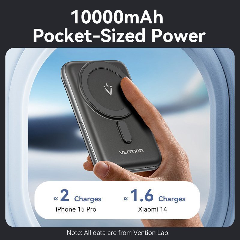 Vention Powerbank Wireless Magnetic 10000mAh 20W Black FHNB0