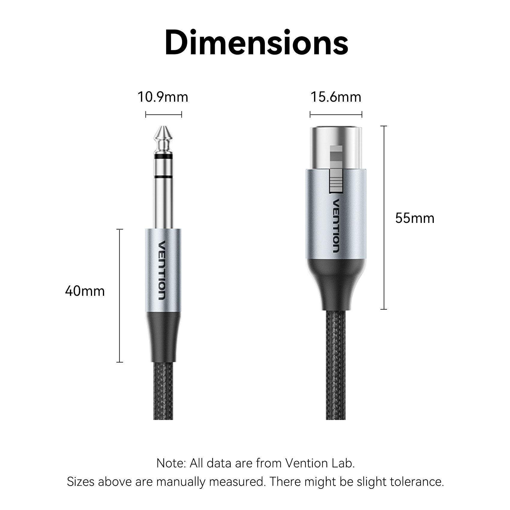 Vention AUDIO 6.3mm to XLR M-F Cable Braided-Metal 1.0m BKGHJ