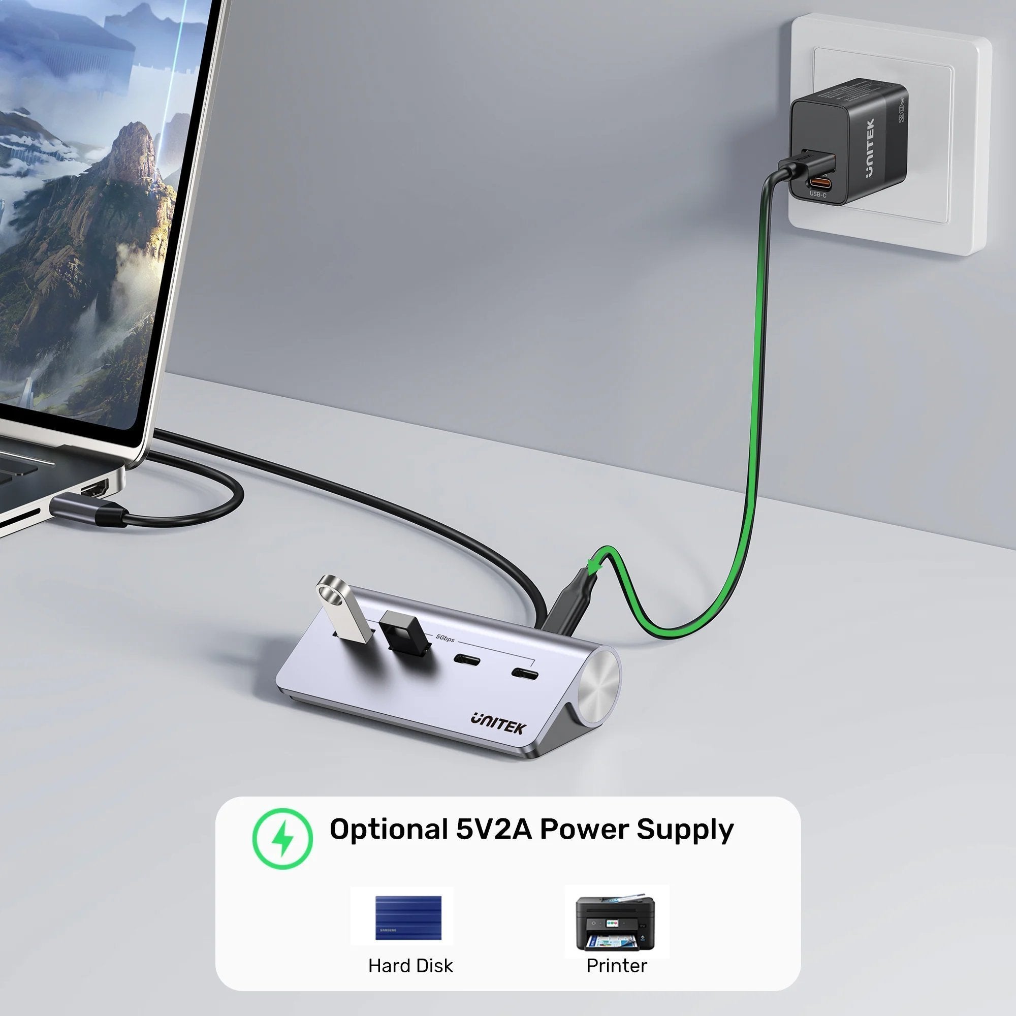 Unitek USB-C Hub 2xUSB-A 2xUSB-C 5Gbps & USB-C Power Port H1337A