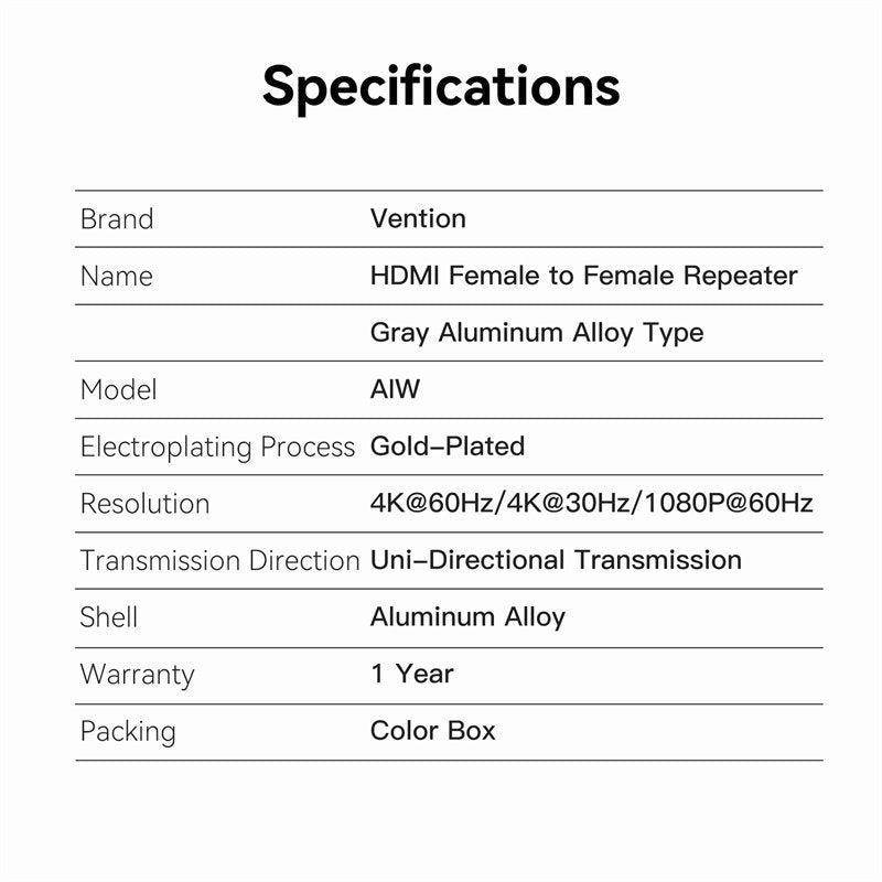 Vention HDMI Repeater for Signal Amplification 8K60Hz AIWH0