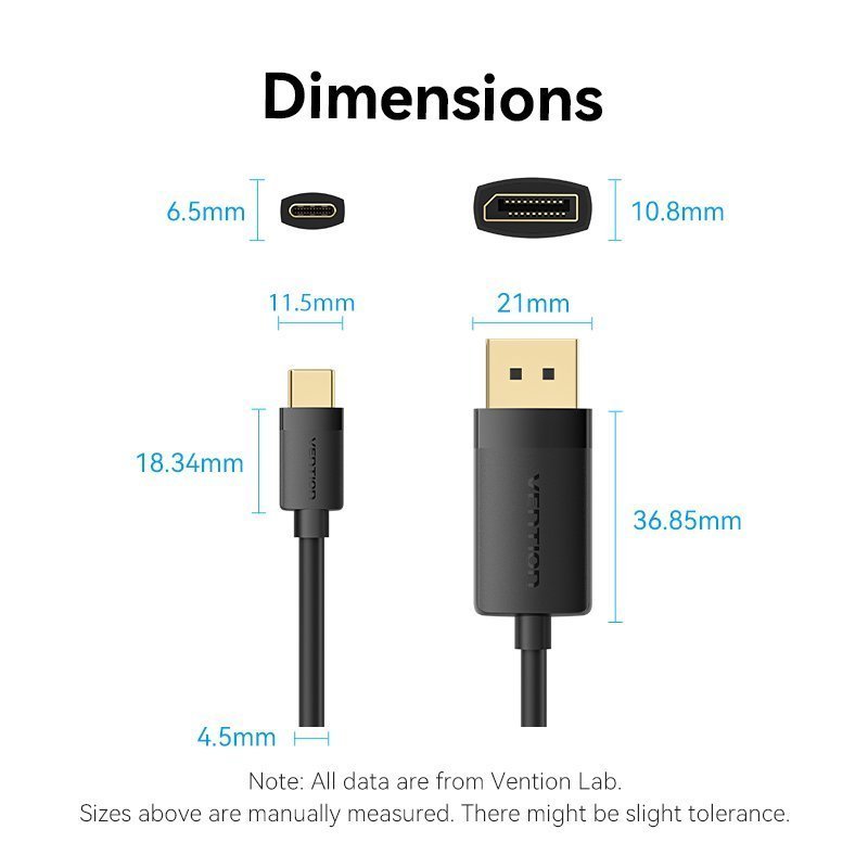 Vention Converter USB-C to DisplayPort Cable 4K60Hz 1.0m CRJBF