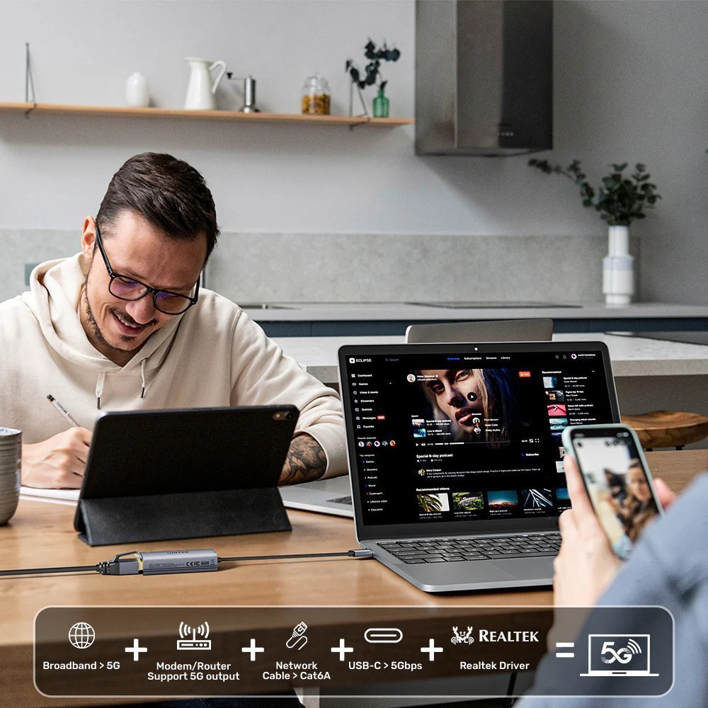 Unitek Converter USB-C to LAN 5GbE Ethernet U1343A