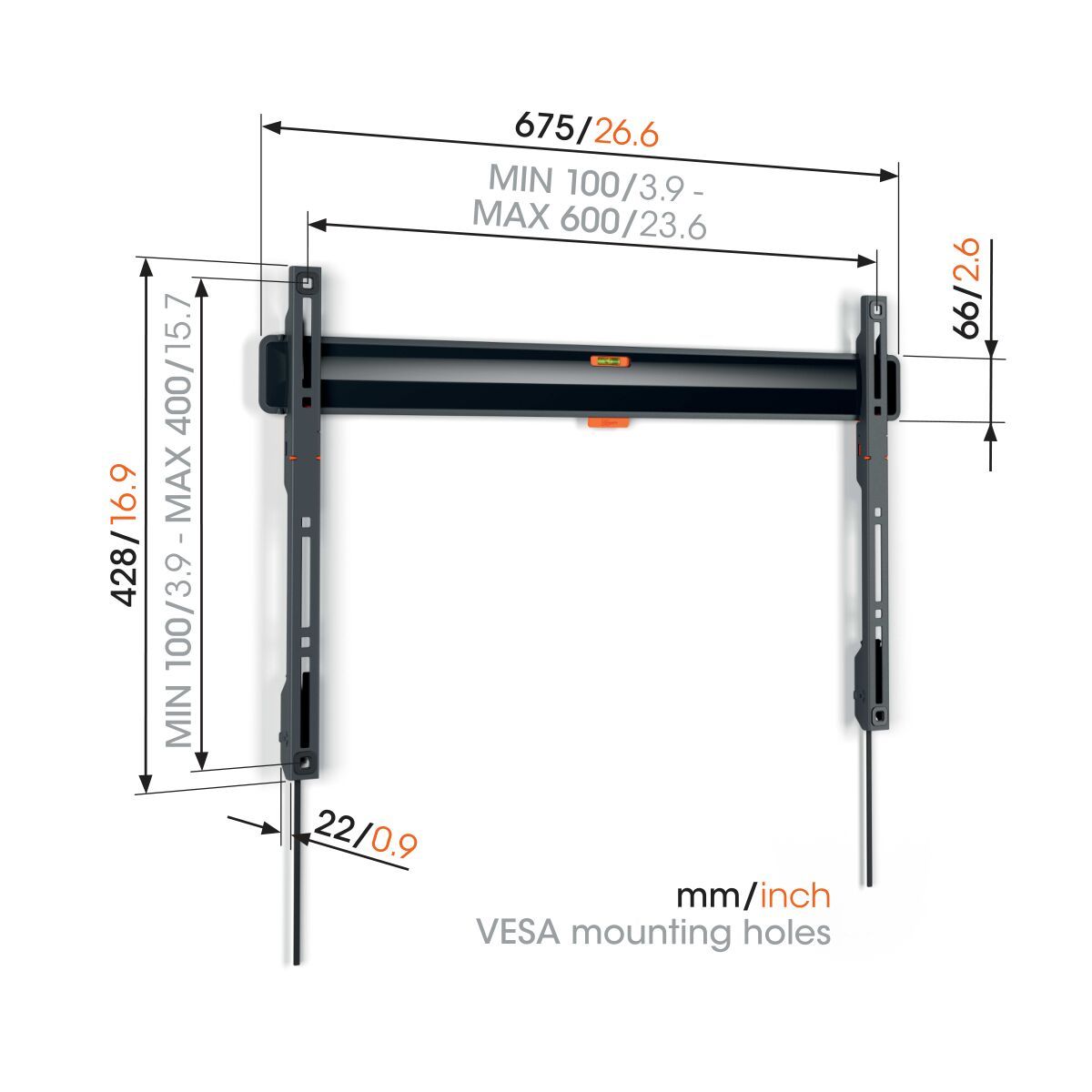 Vogels TVM3603 Fixed TV Wall Mount 40-100” Black