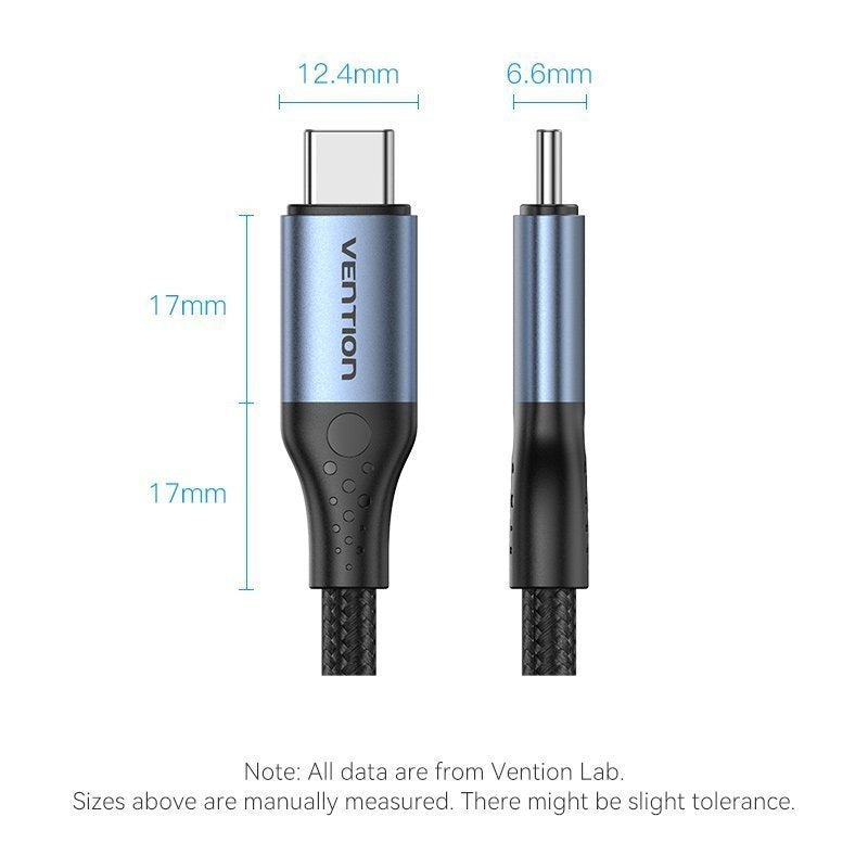 Vention IT Cable USB-C 4.0 M-M 1.0m Braided Aluminium Grey TAVHF