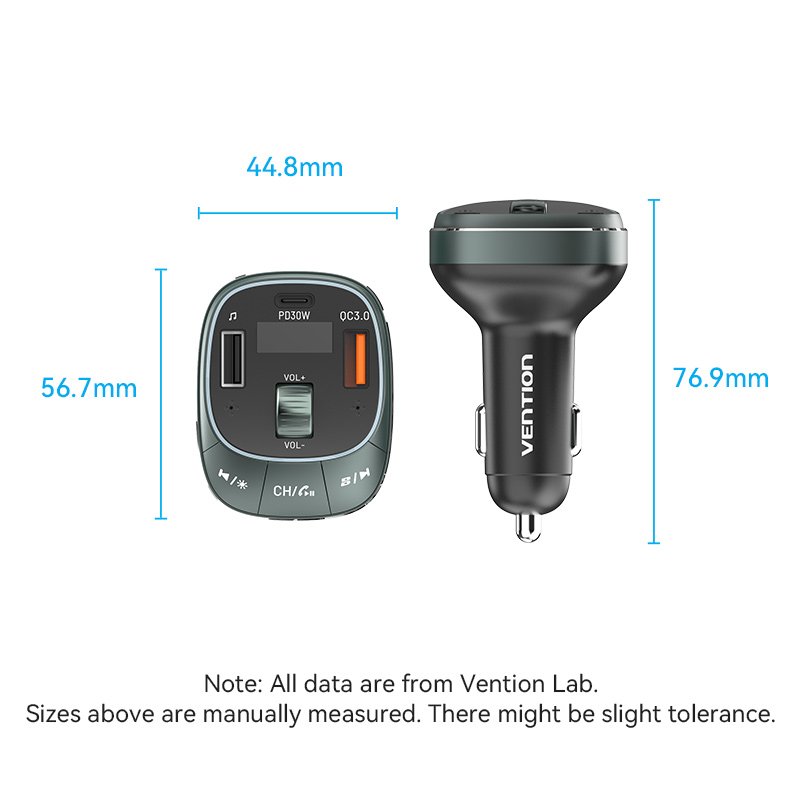 Vention Car FM Transmitter & Charger 3xUSB 30W/18W/5W FFLB0