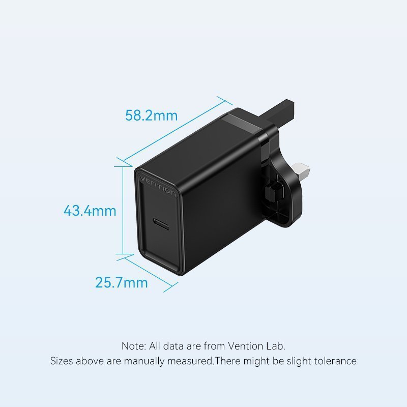 Vention Charger Wall 20W 1xUSBC Black FADB0-UK