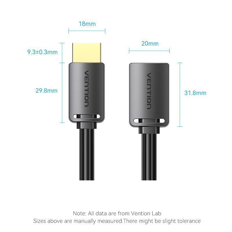 Vention HDMI Cable 2.0 M-F Extension 2.0m AHCBH