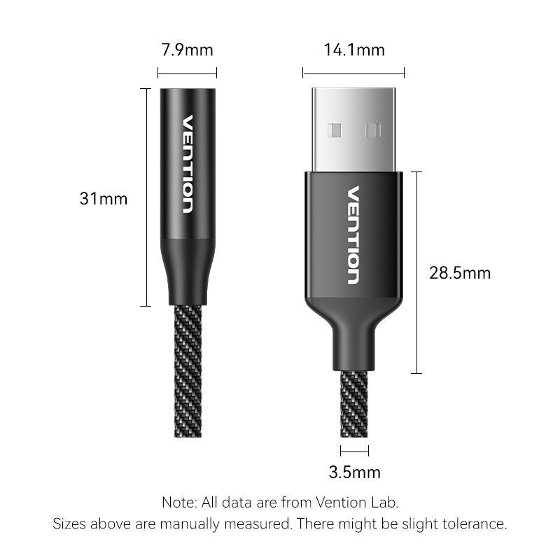 Vention AUDIO CONVERTER USB-A to 1×3.5mm 1.0m Cable Braided CVEBF
