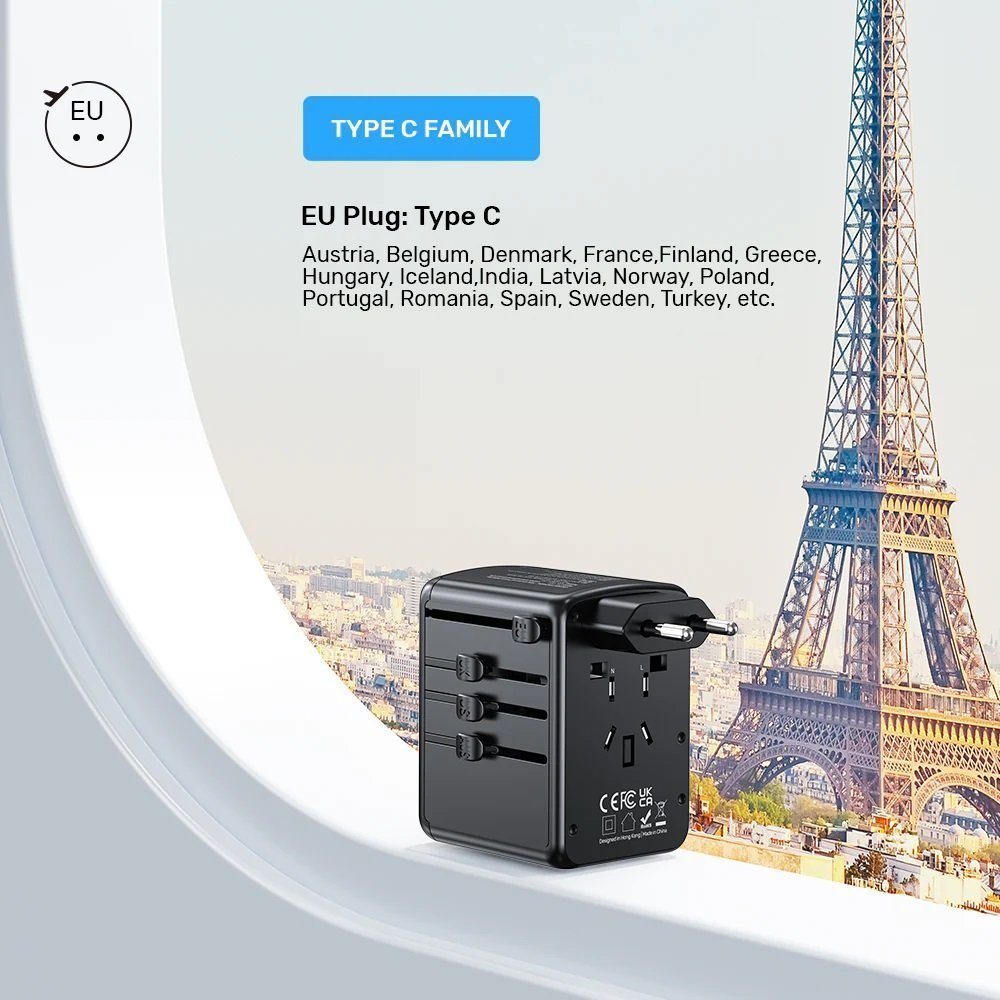 Unitek P1121A Universal Travel Wall Charger 35W 2xUSB-C + 3xUSB-A