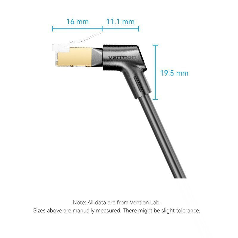 Vention NETWORK Cable Cat8 STP Rotate Right Angle Slim 1.0m Black IKLBF