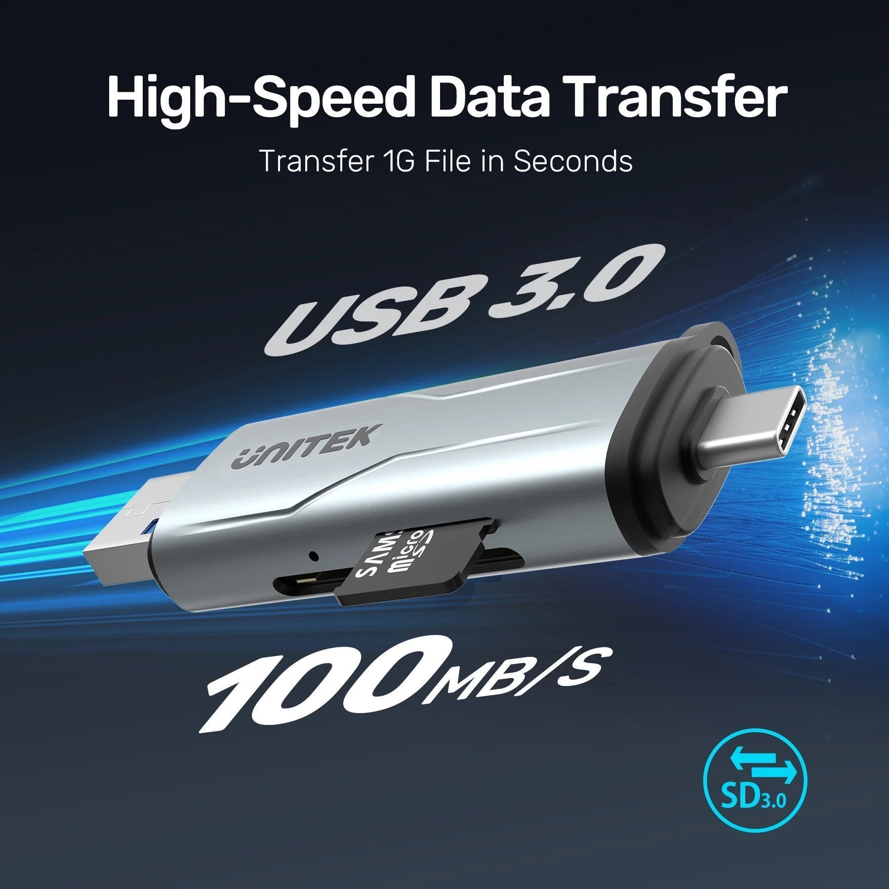 Unitek R1010A Card Reader USB-A/C 3.0 to Micro SD/SD