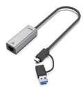 Unitek Converter USB-C to LAN Gigabit Ethernet+USB-A Y-3465A