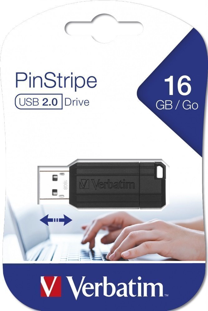 Verbatim USB Drive 2.0 Pintstripe 16GB Black