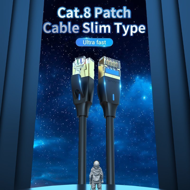 Vention NETWORK Cable CAT8 SFTP Slim 1.0m Black IKIBF