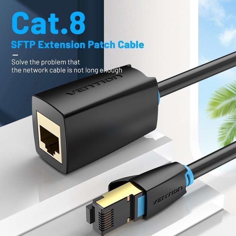 Vention NETWORK Cable CAT8 SFTP M-F Extension 1.5m Black IKHBG
