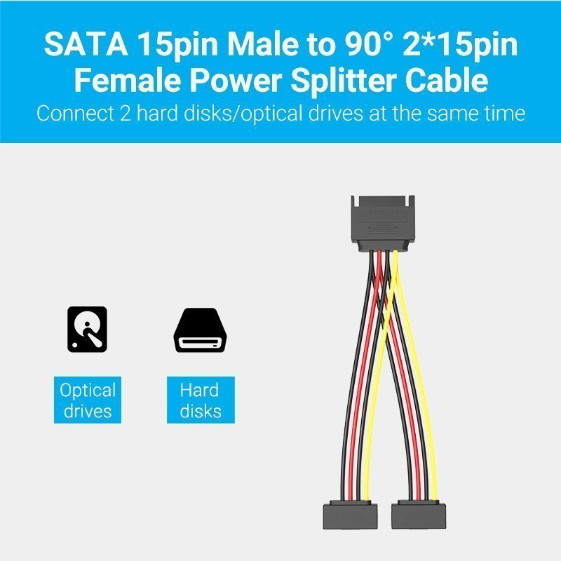 Vention IT Cable SATA 15P M to 2x15P F Power Splitter 0.15m KDBBB