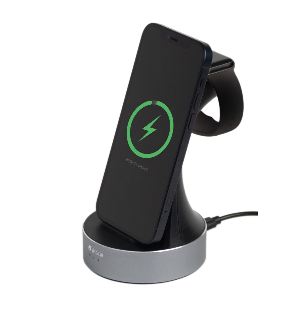Verbatim Charger Desktop Wireless Qi MFI 2in1 Apple Devices WCS-01