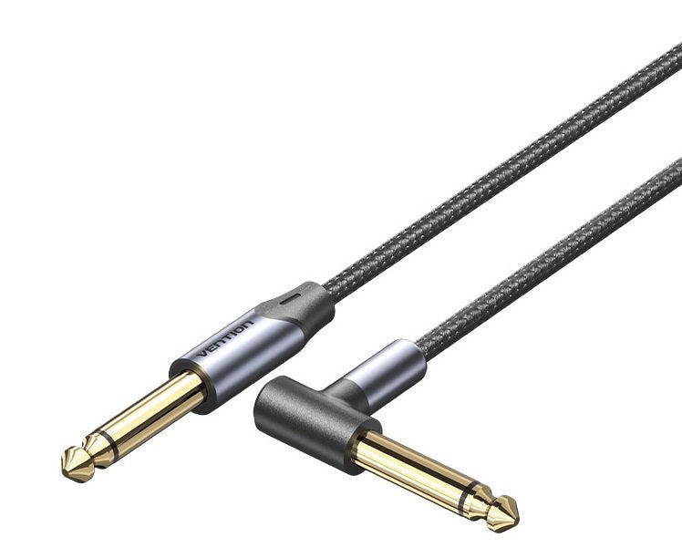 Vention AUDIO 6.3mm M to 6.3mm M Right Angle Braided-Metal 3.0m BKEHI
