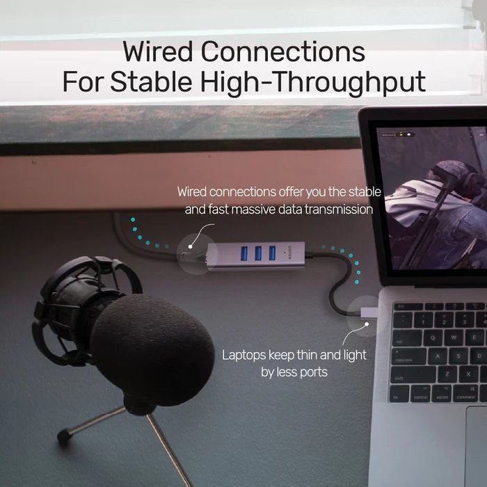 Unitek USB-C Hub USB3.0 3-Port & Gigabit LAN + USBA Adaptor Y-3088B