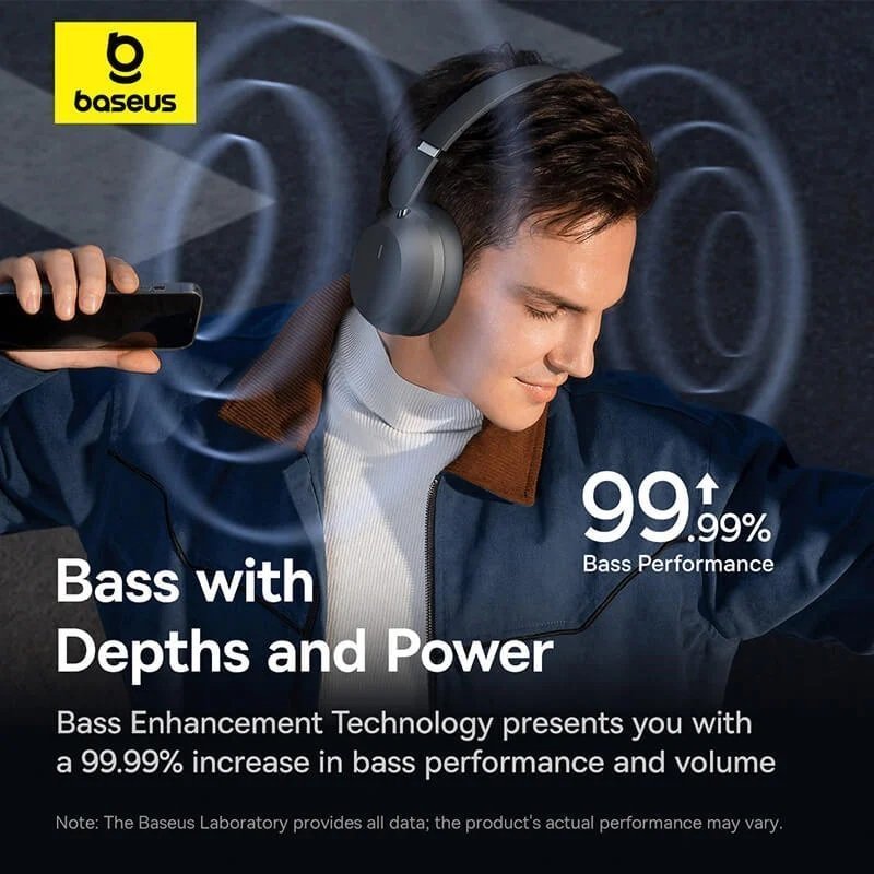 Baseus Headphones Over Ear Bass 35 Max Black