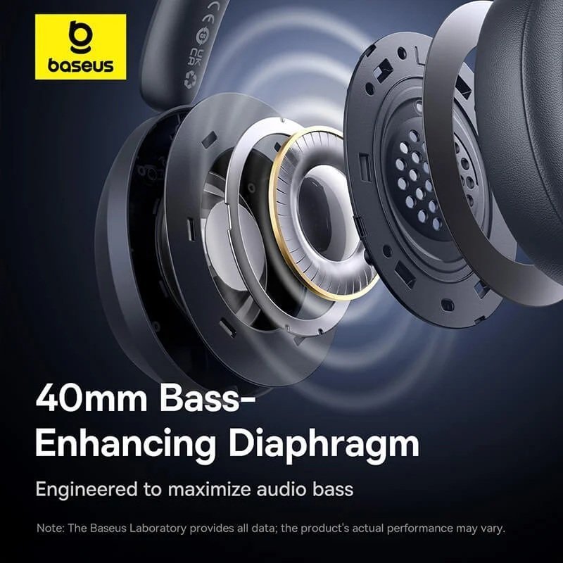 Baseus Headphones Over Ear Bass 35 Max Black