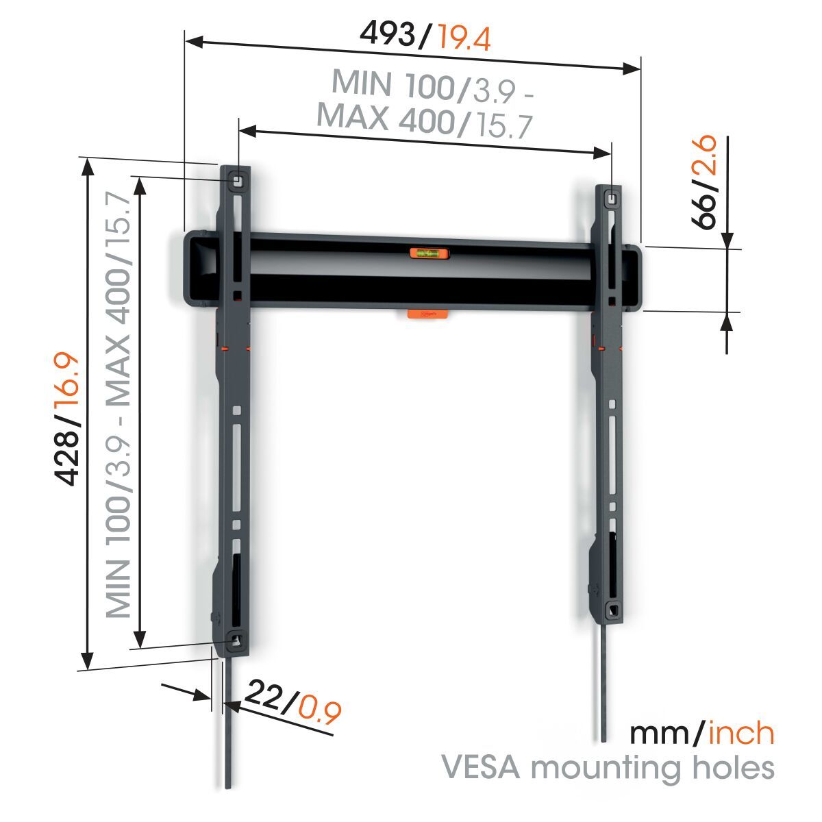 Vogels TVM3403 Fixed TV Wall Mount 32-77” Black