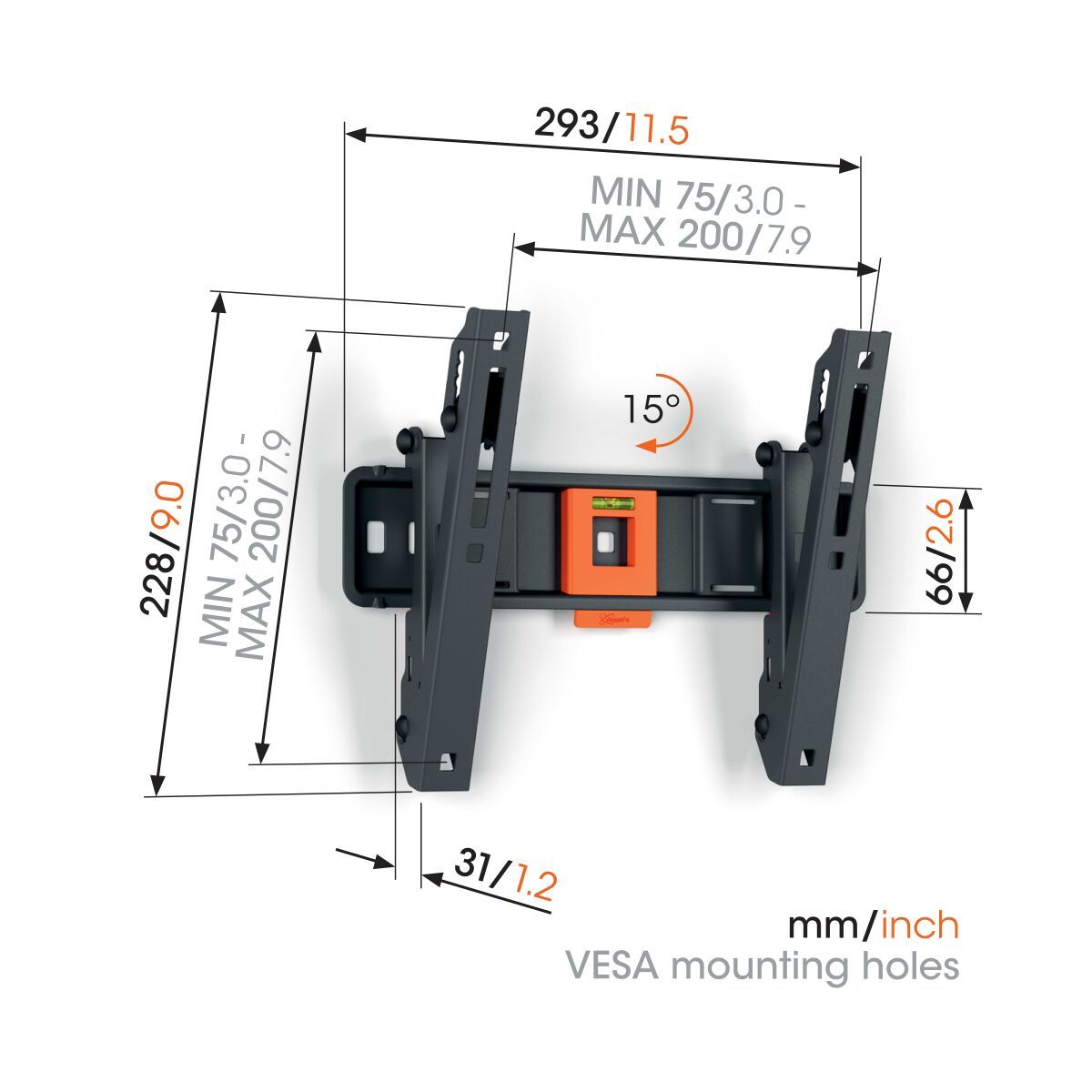 Vogels TVM1213 Tilt TV Wall Mount 19-43” Black