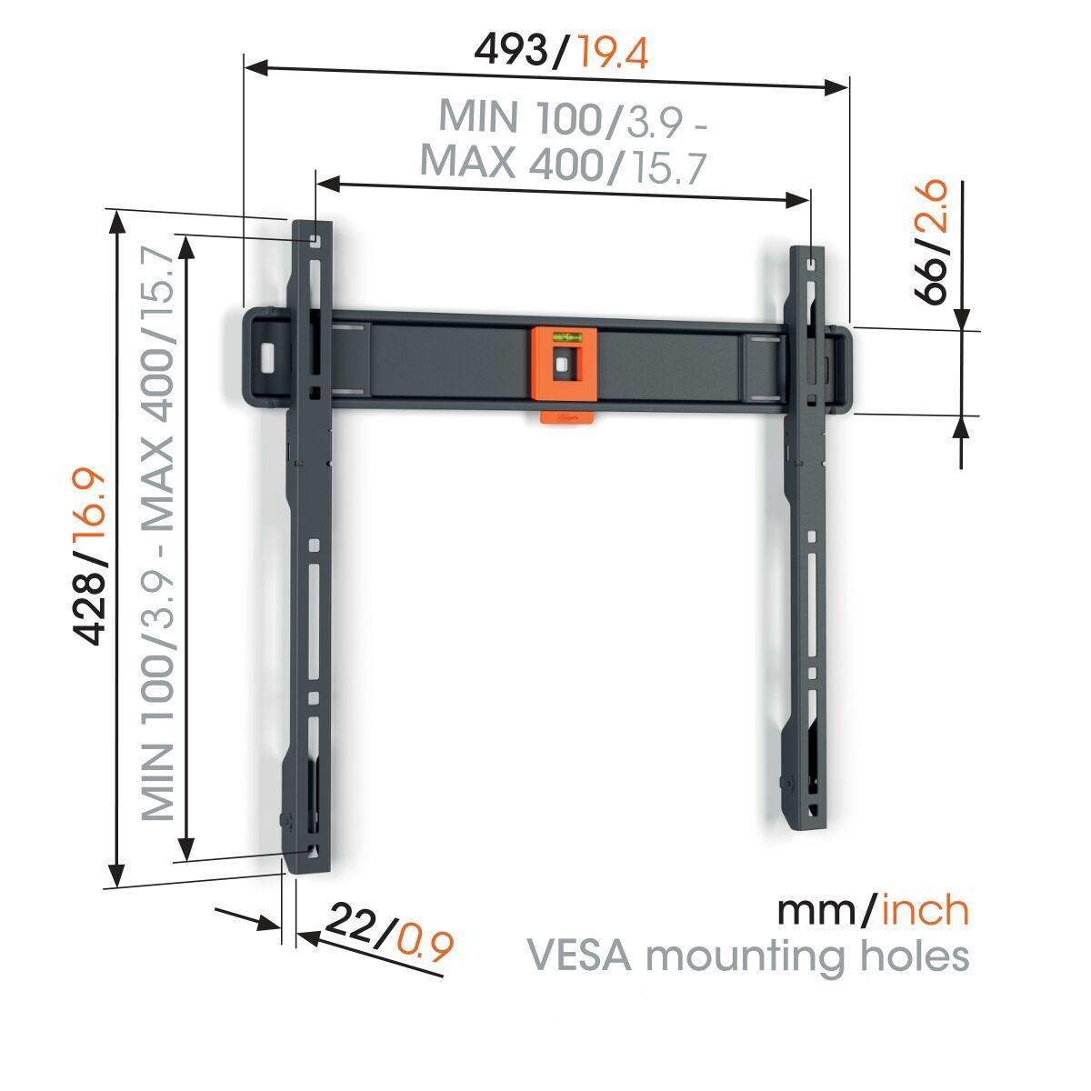 Vogels TVM1403 Fixed TV Wall Mount 32-77” Black