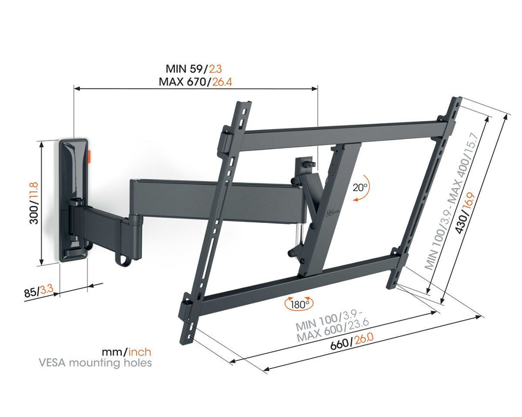 Vogels TVM3643 Turn TV Wall Mount 40-77” Black
