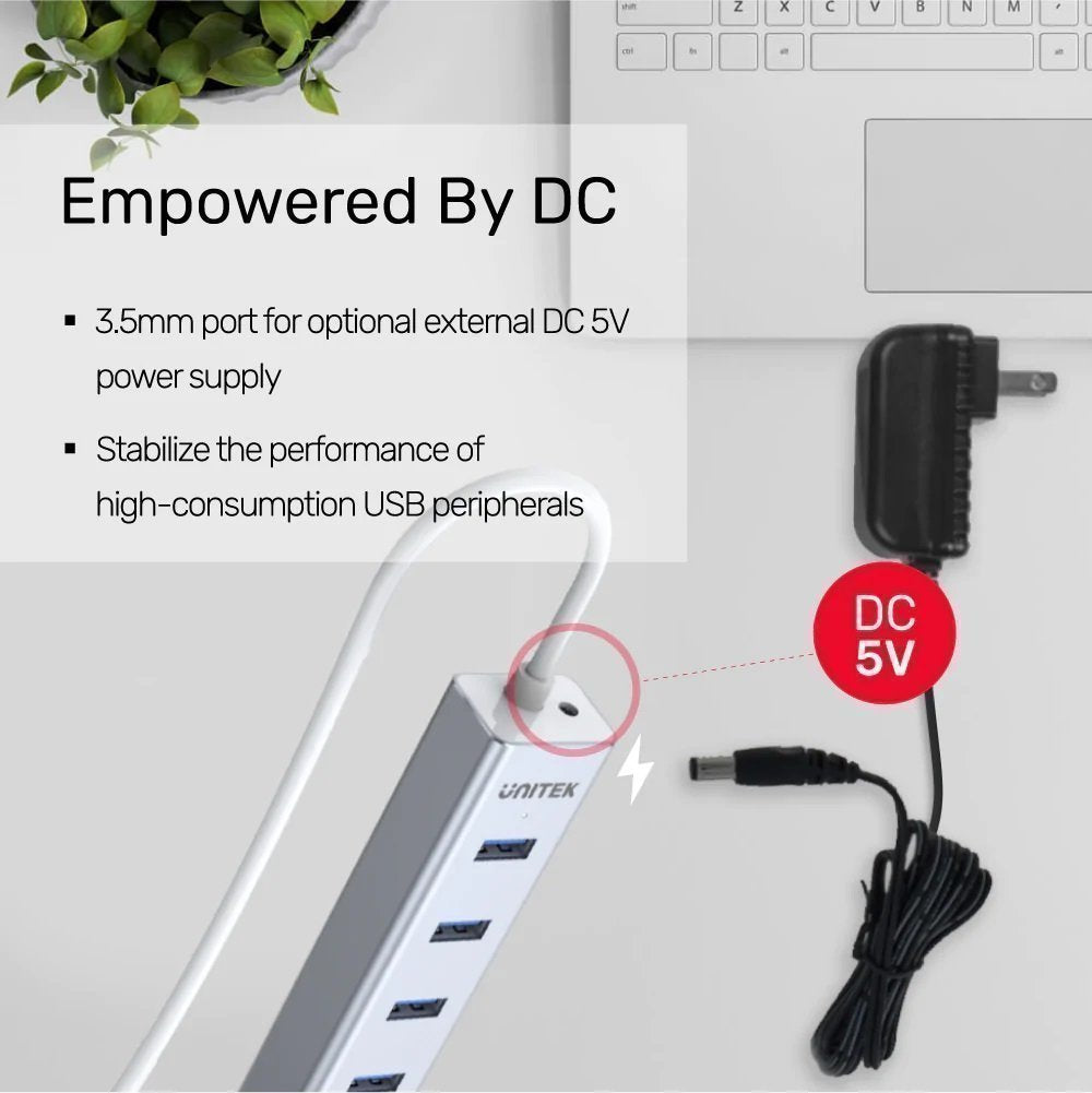 Unitek USB-A Hub 7-Port USB3.0 Incl 5V2A Power Adaptor Y-3090
