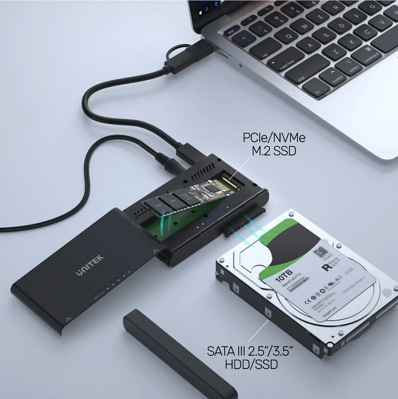 Unitek HDE USB3.2 M2 NVMe Enclosure w/ SATA III Adapter S1222A