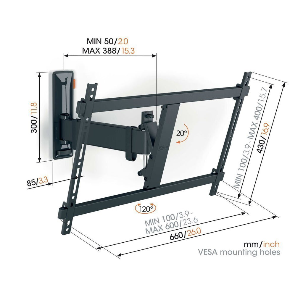 Vogels COMFORT TVM3623 TV Wall Mount 60×40 Turn 1 arm