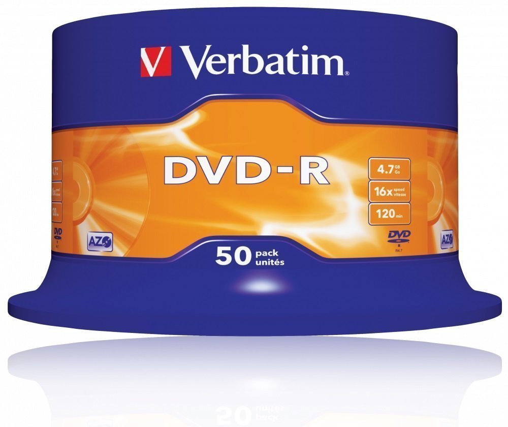 Verbatim DVD-R 4.7GB 16X 50-Pack Spindle Matt Silver 43548