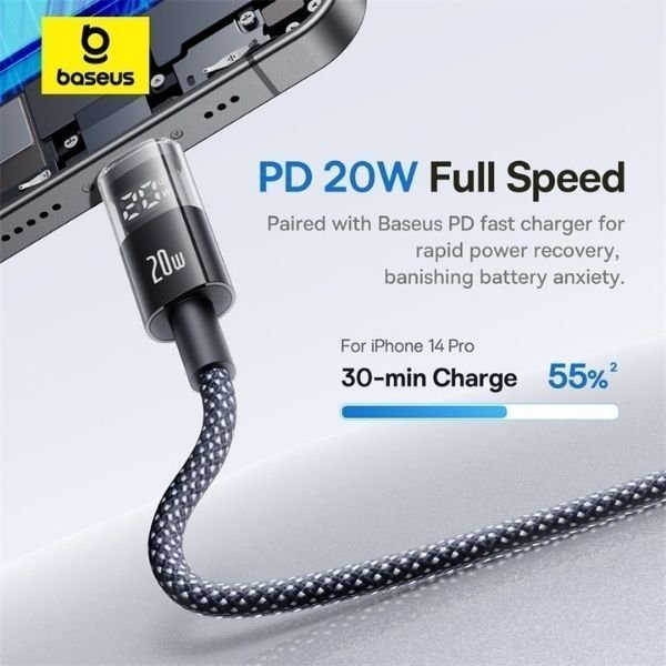 Baseus Cable Lightning to USB-C Display 2 Series Braided 20W 2.0m Black