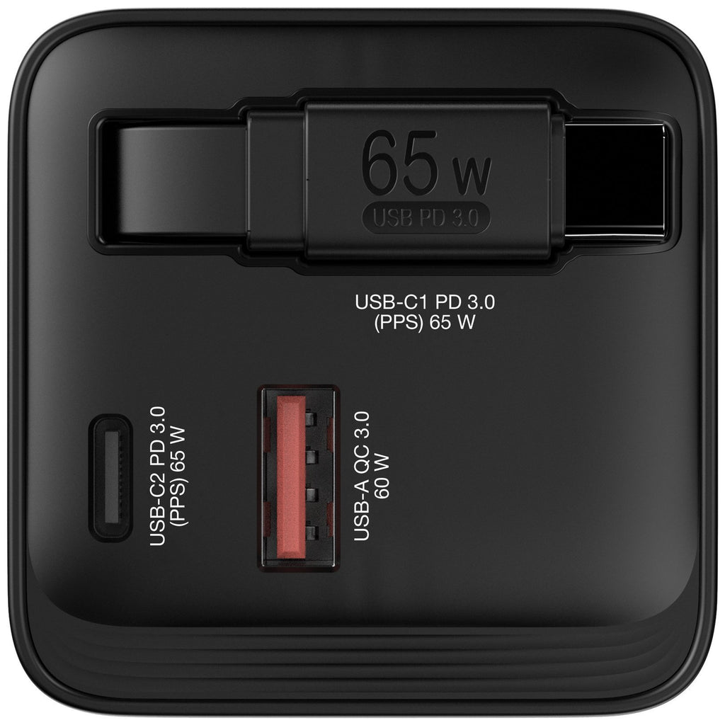 Verbatim Charger Wall 65W GaN 2-Port Retractable Cable & Display