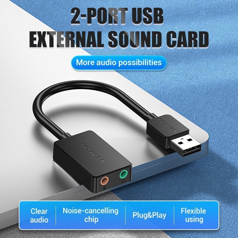 Vention AUDIO CONVERTER USB-A to 2×3.5mm 1.0m Cable CDYBF