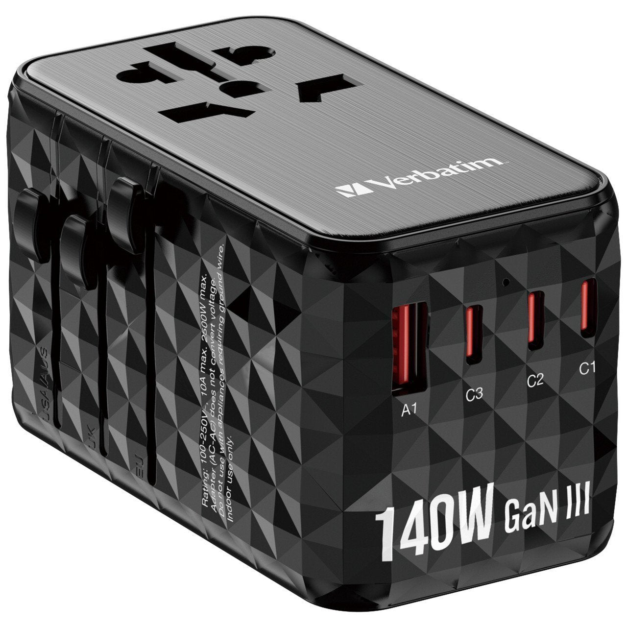 Verbatim Charger Travel Adapter World to World GAN III 170W 2xC 2xA UTA-10