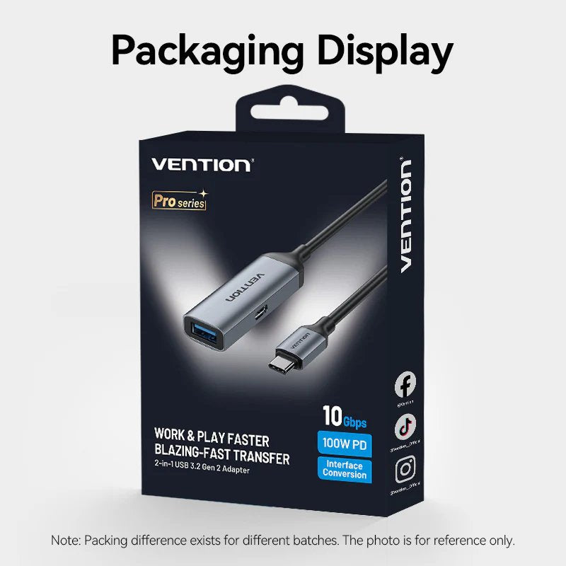 Vention Converter USB-C M to USB-A F & 100W PD CCBHB