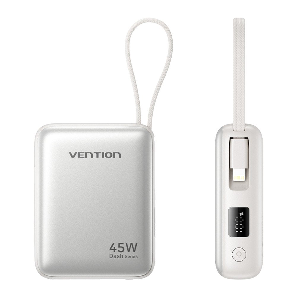 Vention Powerbank 10000mAh 45W Built-in USB-C & Lightning Cables FKMN0 Beige