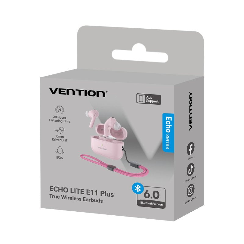 Vention Earphones BT TWS InEar ECHO LITE E11 Plus Pink NBVP0-Plus