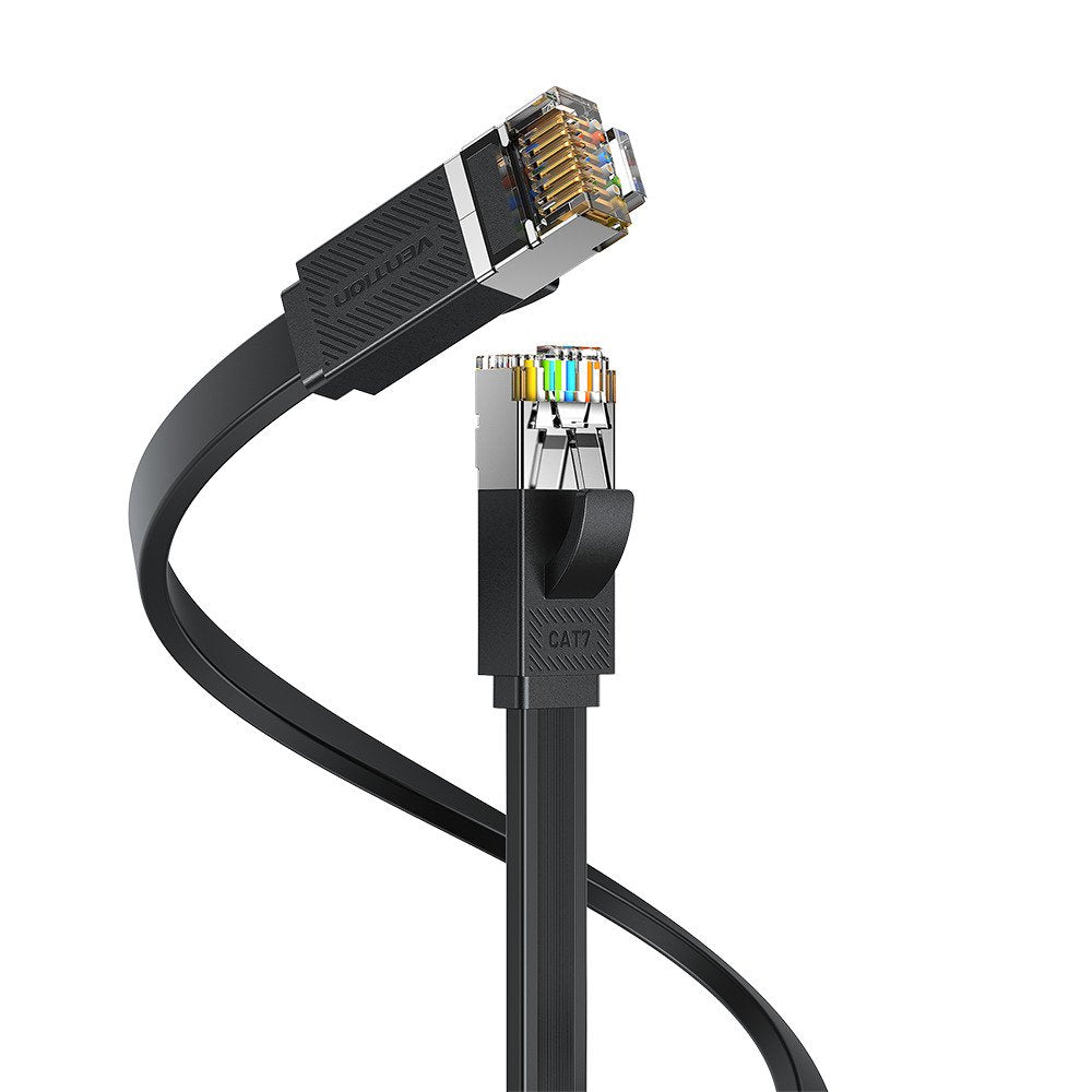 Vention NETWORK Cable CAT7 Flat 10.0m Black ICGBL