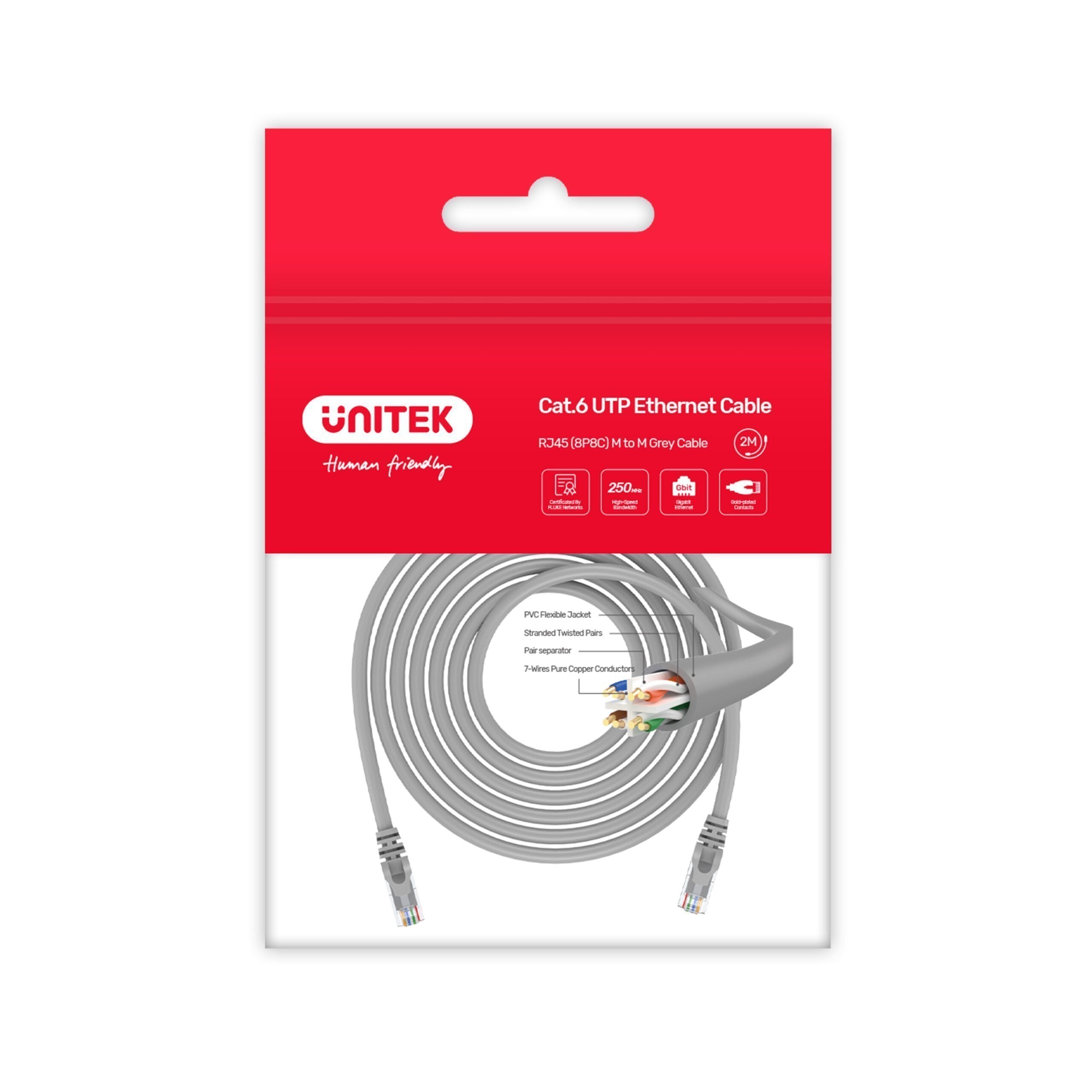 Unitek CAT6 CU Patch Cable 2.0m Grey