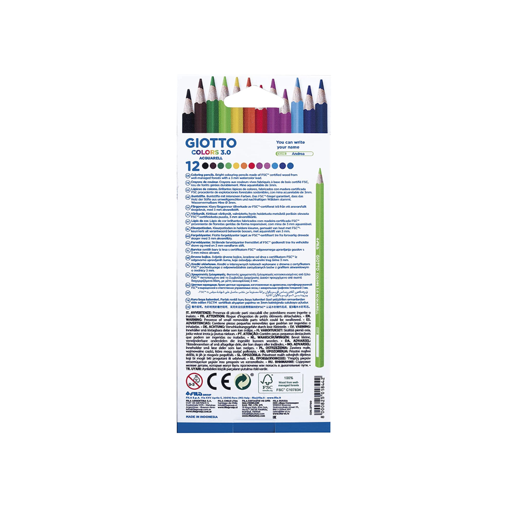 Giotto Ξυλομπογιές Ακουαρέλας Colors 3.0 (12 Τεμάχια)