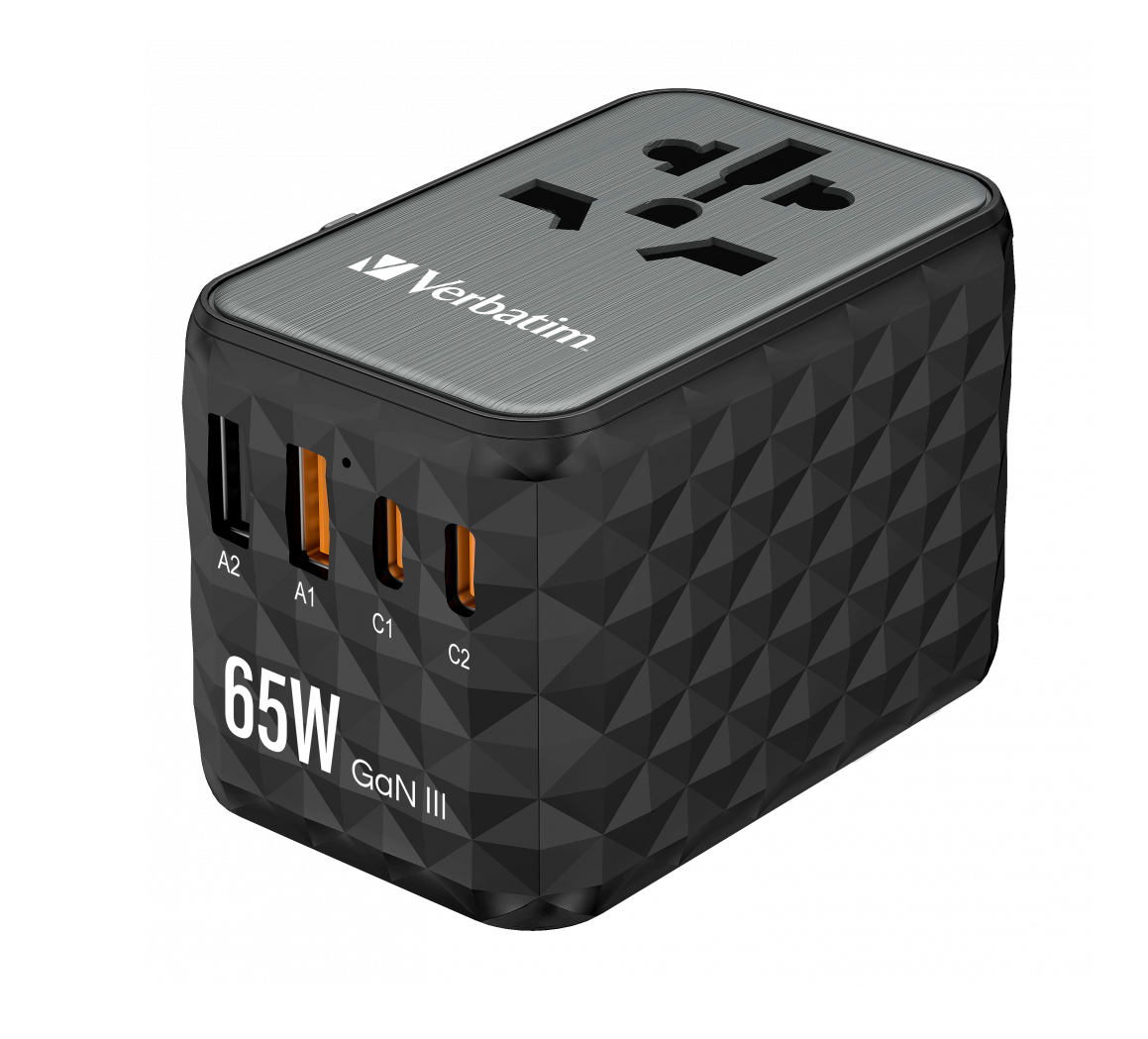 Verbatim Charger Travel Adapter World to World GAN III 65W 2xC 2xA UTA-05