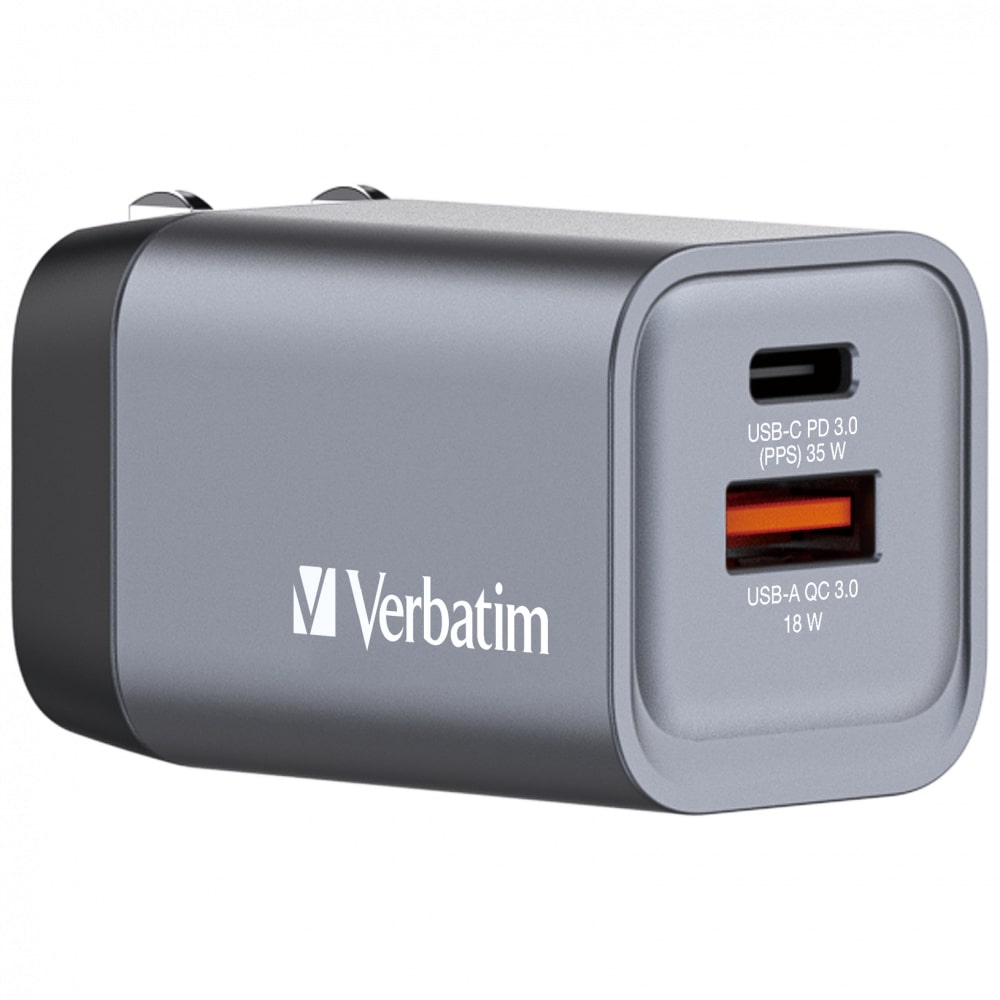 Verbatim Wall GaN Charger 35W USB-C USB-A (UK/EU/US) GNC-35